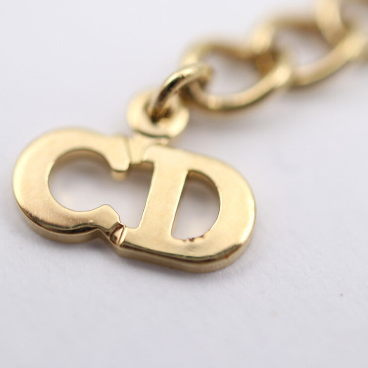 超美品 Christian Dior クリスチャンディオール ネックレス ネックレス - メタル ラインストーン ゴールド ブラック CD ロゴ チョーカー
