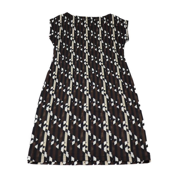 美品 FENDI フェンディ mare ワンピース - 表記サイズ 42 ナイロン ナイロン100％ ブラウン ブラック×べージュ×ホワイト カットソー ノースリーブ Fロゴ ヴィンテージ