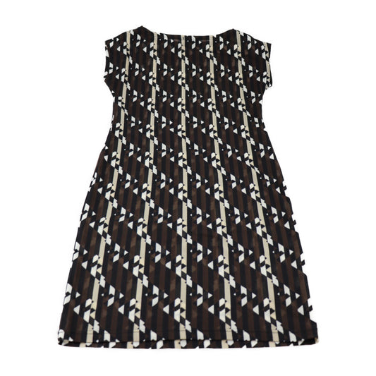 美品 FENDI フェンディ mare ワンピース - 表記サイズ 42 ナイロン ナイロン100％ ブラウン ブラック×べージュ×ホワイト カットソー ノースリーブ Fロゴ ヴィンテージ