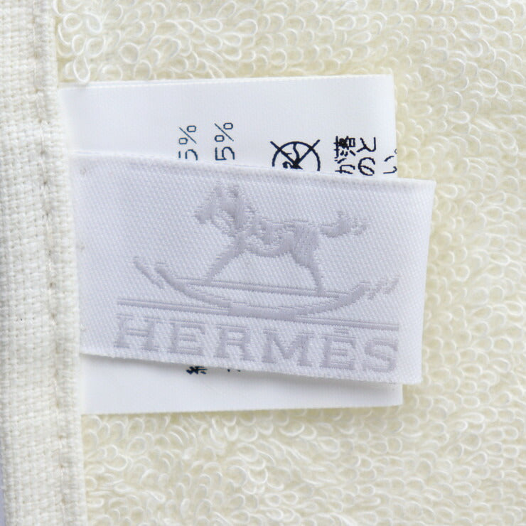 超美品 HERMES エルメス ベビー バスミトン&タオル セット ゆり木馬 タオル - 綿75％ ポリノジック25％ アイボリー ピンク系 ボディータオル シンプル フリンジ