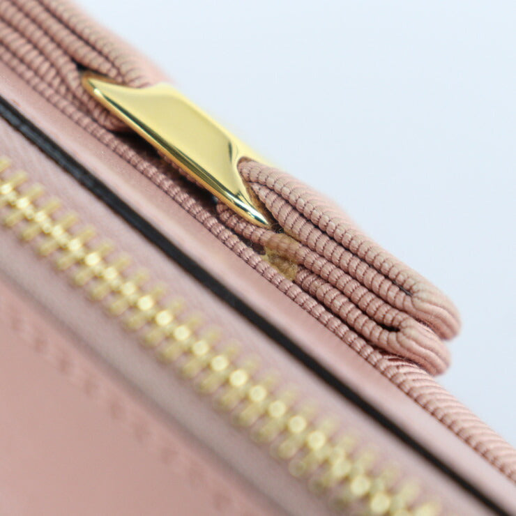 Salvatore Ferragamo サルヴァトーレ フェラガモ ヴァラ ショルダーバッグ 22 E004 カーフレザー ピンクベージュ系 ゴールド金具 2WAY ハンドバッグ ポシェット リボン