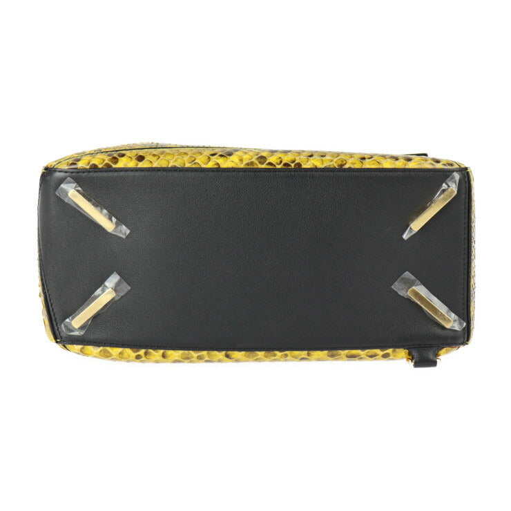 美品 LOEWE ロエベ パズルバッグ スモール ショルダーバッグ E30.96.K74 パイソン イエロー系 2WAY