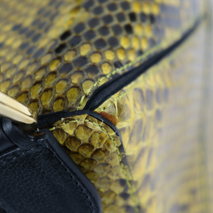 美品 LOEWE ロエベ パズルバッグ スモール ショルダーバッグ E30.96.K74 パイソン イエロー系 2WAY