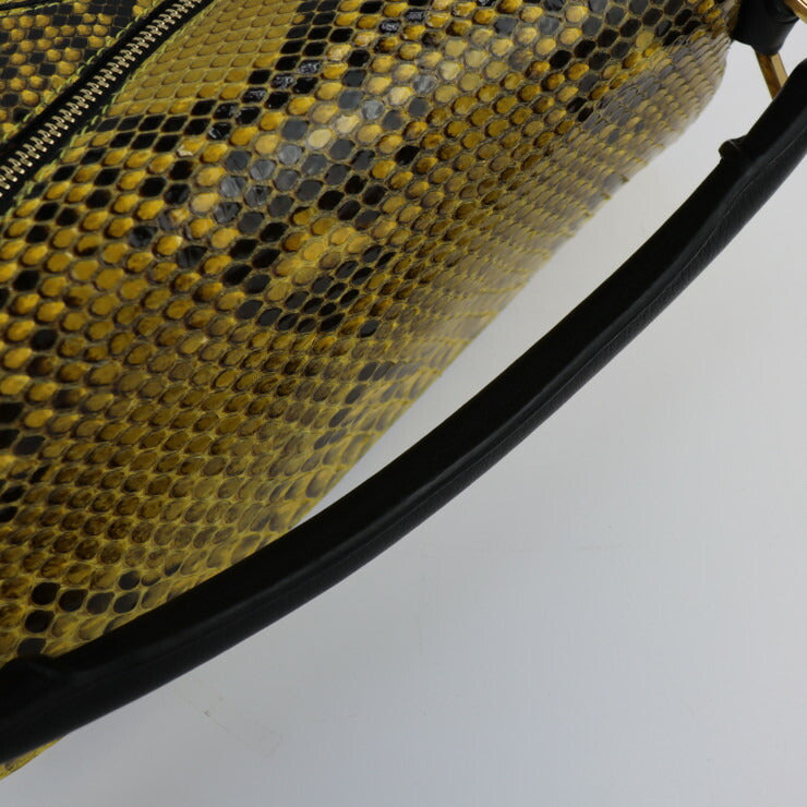 美品 LOEWE ロエベ パズルバッグ スモール ショルダーバッグ E30.96.K74 パイソン イエロー系 2WAY