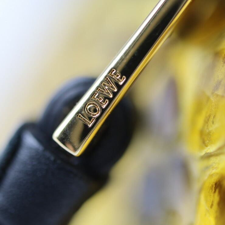 美品 LOEWE ロエベ パズルバッグ スモール ショルダーバッグ E30.96.K74 パイソン イエロー系 2WAY