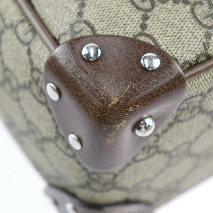 GUCCI グッチ GGスプリーム ショルダーバッグ 626363 レザー ベージュ ブラウン シルバー金具 クロスボディ スタッズ