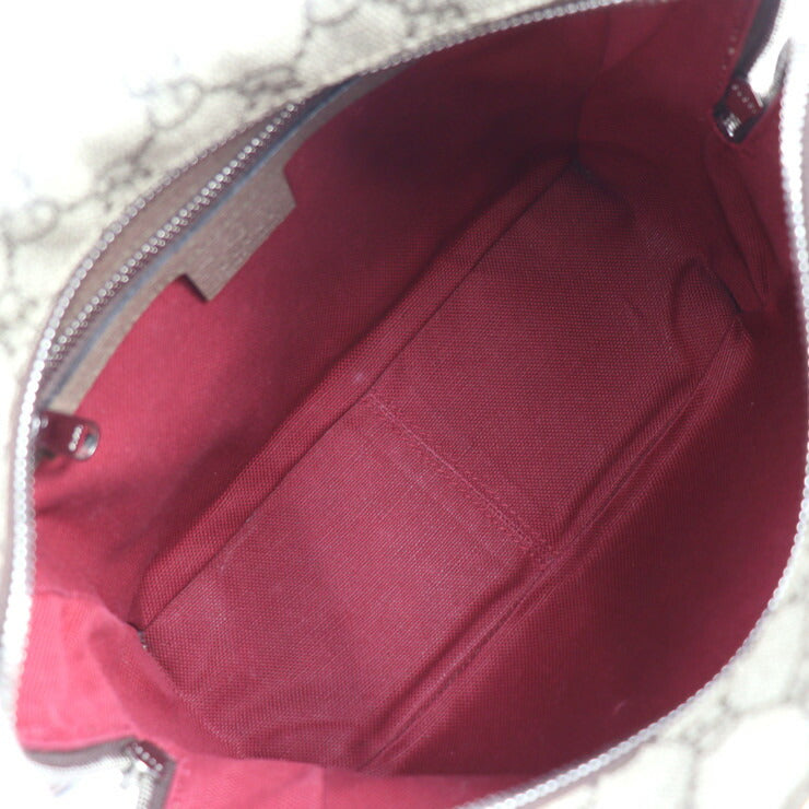 GUCCI グッチ GGスプリーム ショルダーバッグ 626363 レザー ベージュ ブラウン シルバー金具 クロスボディ スタッズ