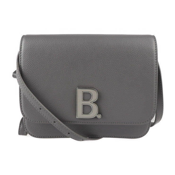 美品 BALENCIAGA バレンシアガ Bロゴ ショルダーバッグ 618156 レザー グレー シルバー金具 リストレット クラッチバッグ 2WAY