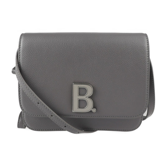 美品 BALENCIAGA バレンシアガ Bロゴ ショルダーバッグ 618156 レザー グレー シルバー金具 リストレット クラッチバッグ 2WAY