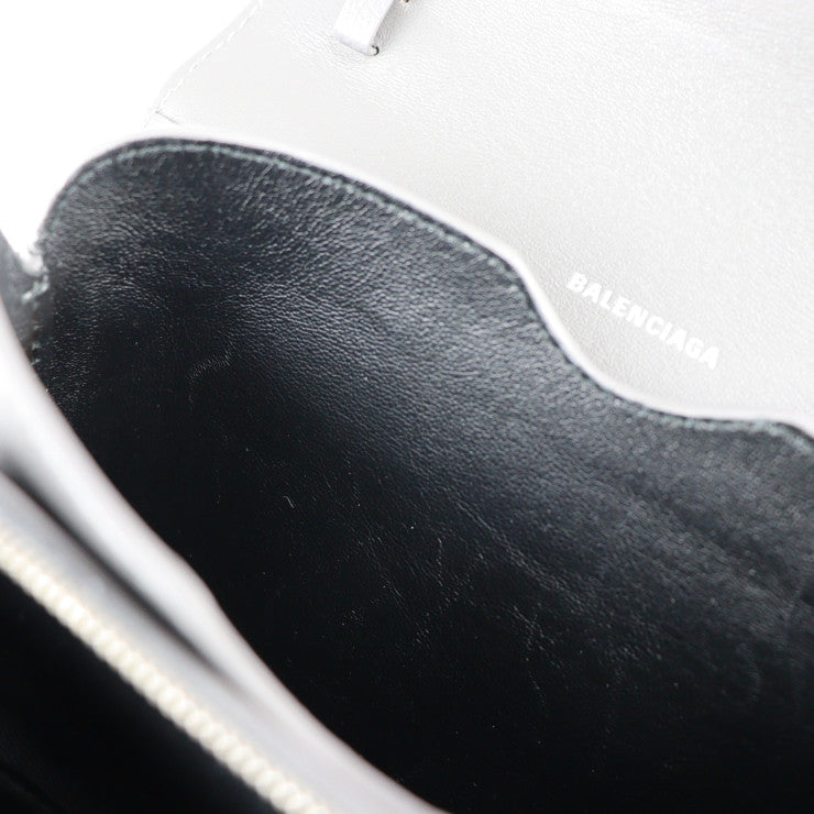 美品 BALENCIAGA バレンシアガ Bロゴ ショルダーバッグ 618156 レザー グレー シルバー金具 リストレット クラッチバッグ 2WAY