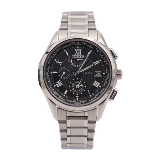 超美品 CITIZEN シチズン EXCEED エクシード 腕時計 AT9110-58E チタン シルバー 黒文字盤 エコドライブ ソーラー電波 H820-T023916
