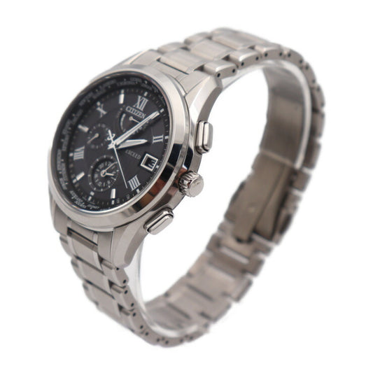 超美品 CITIZEN シチズン EXCEED エクシード 腕時計 AT9110-58E チタン シルバー 黒文字盤 エコドライブ ソーラー電波 H820-T023916