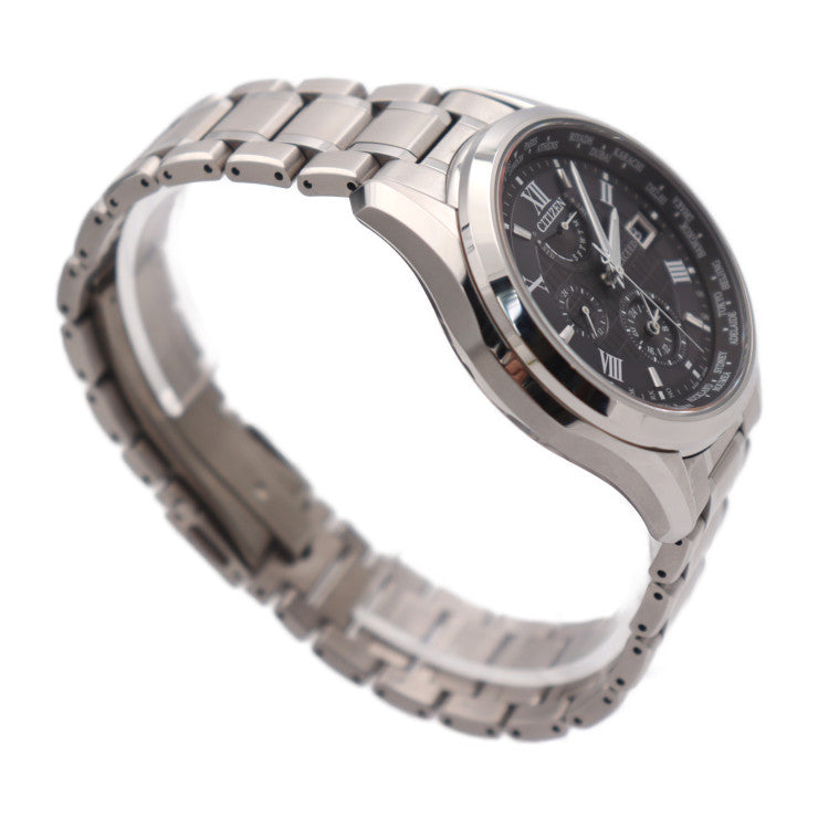 超美品 CITIZEN シチズン EXCEED エクシード 腕時計 AT9110-58E チタン シルバー 黒文字盤 エコドライブ ソーラー電波 H820-T023916