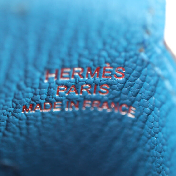 超美品 HERMES エルメス Hタグ カードホルダー カードケース - シェーブル ルージュ系 ブルー系 シルバー金具 定期入れ パスケース 名刺入れ Y刻印