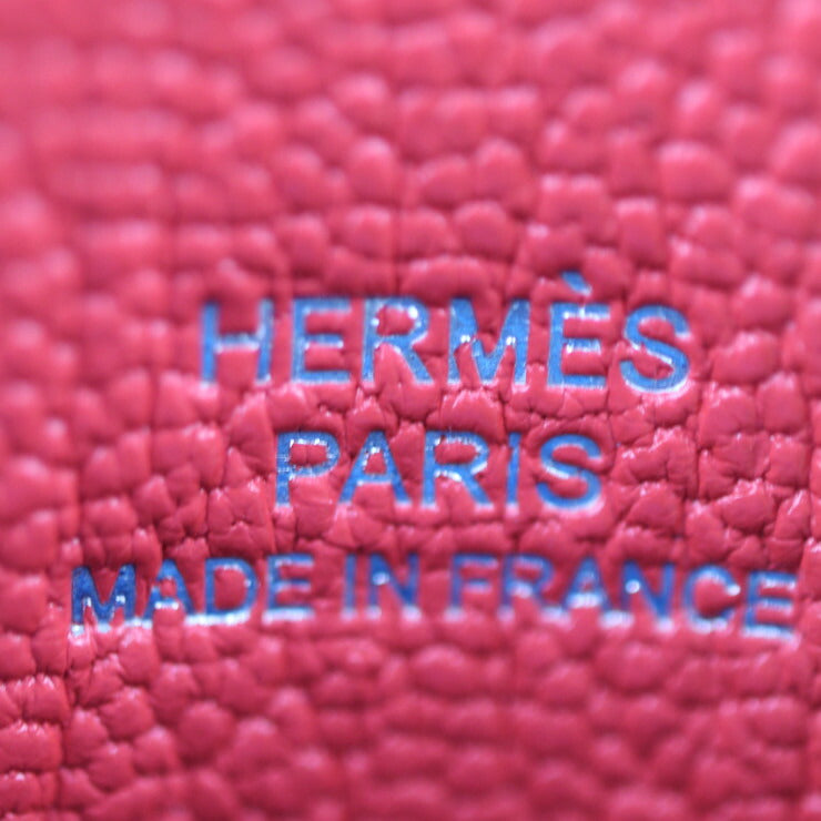 超美品 HERMES エルメス Hタグ カードホルダー カードケース - シェーブル ルージュ系 ブルー系 シルバー金具 定期入れ パスケース 名刺入れ Y刻印