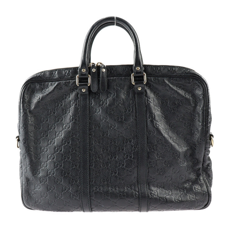 美品 GUCCI グッチ グッチシマ ビジネスバッグ 201480 レザー ブラック シルバー金具 ブリーフケース ハンドバッグ 書類鞄
