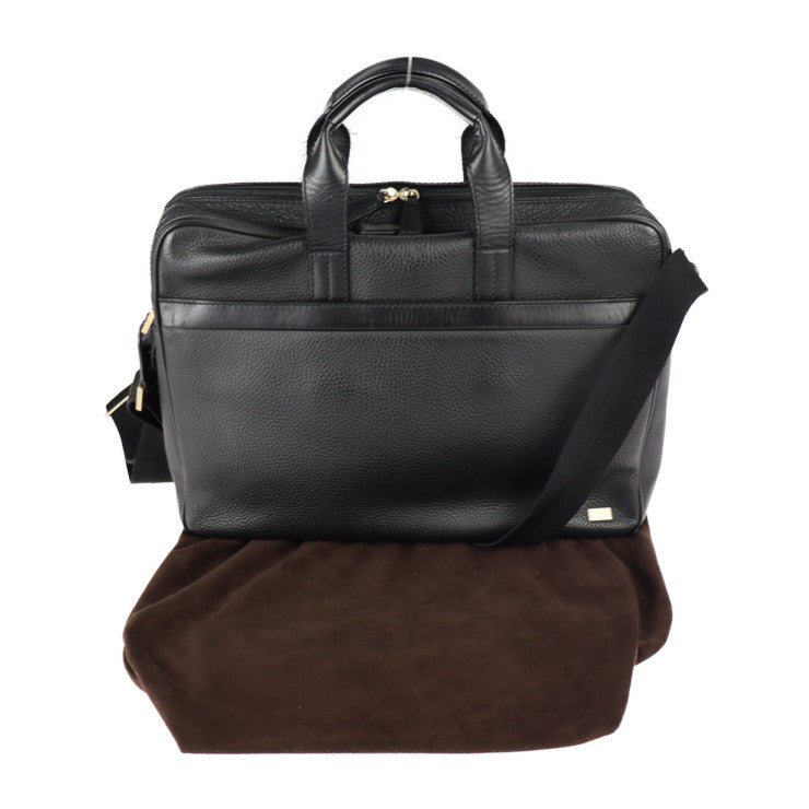 美品 Dunhill ダンヒル CONNAUGHT コンノート ビジネスバッグ レザー ブラック ゴールド金具 Wファスナー 2WAY ショルダーバッグ ブリーフケース