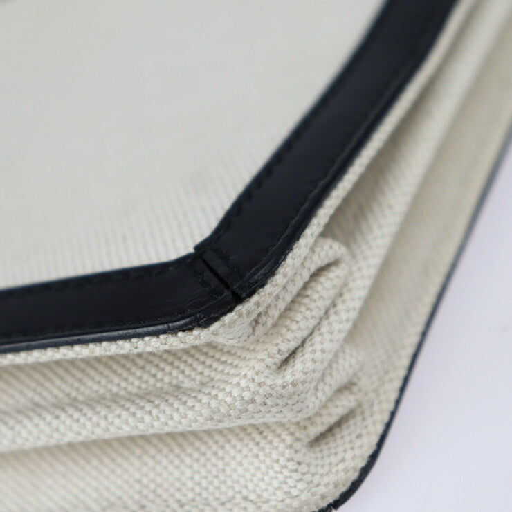 美品 BALENCIAGA バレンシアガ ネイビーポシェット ショルダーバッグ 339937 キャンバス レザー ナチュラル ブラック 2WAY セカンドバッグ