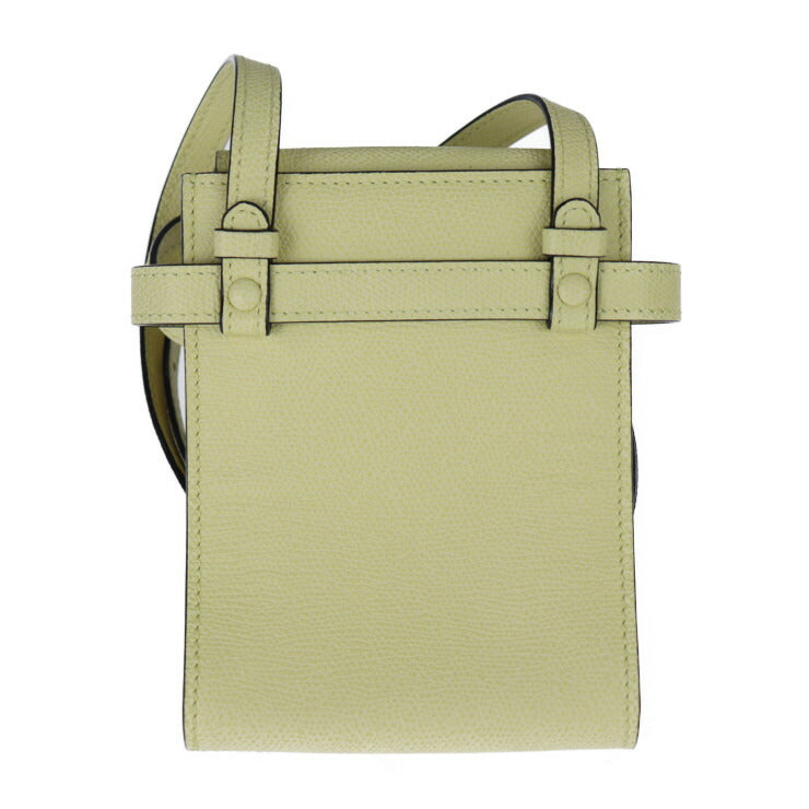 新古未使用展示品 Valextra ヴァレクストラ スリムB トラッコリーナ ショルダーバッグ V5U61 028 カーフレザー ライトイエロー系 ゴールド金具 ポシェット 斜め掛け
