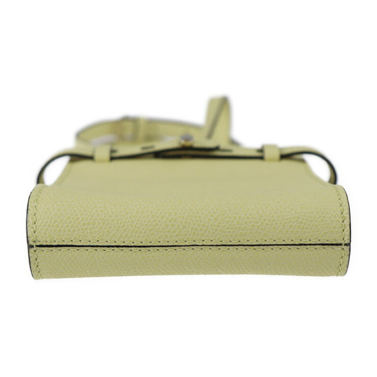 新古未使用展示品 Valextra ヴァレクストラ スリムB トラッコリーナ ショルダーバッグ V5U61 028 カーフレザー ライトイエロー系 ゴールド金具 ポシェット 斜め掛け