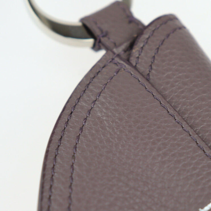 超美品 Christian Dior クリスチャンディオール SADDLE POACH サドルポーチ コインケース - レザー パープル系 シルバー金具 アクセサリーポーチ キーリング バッグチャーム 小物入れ