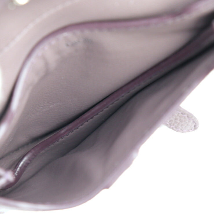 超美品 Christian Dior クリスチャンディオール SADDLE POACH サドルポーチ コインケース - レザー パープル系 シルバー金具 アクセサリーポーチ キーリング バッグチャーム 小物入れ