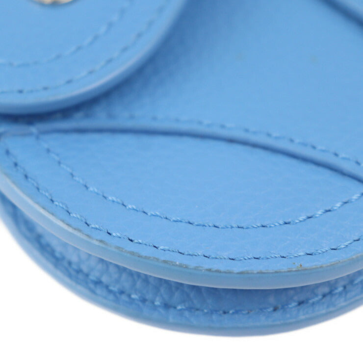 超美品 Christian Dior クリスチャンディオール SADDLE POACH サドルポーチ コインケース - レザー ブルー シルバー金具 アクセサリーポーチ キーリング バッグチャーム 小物入れ