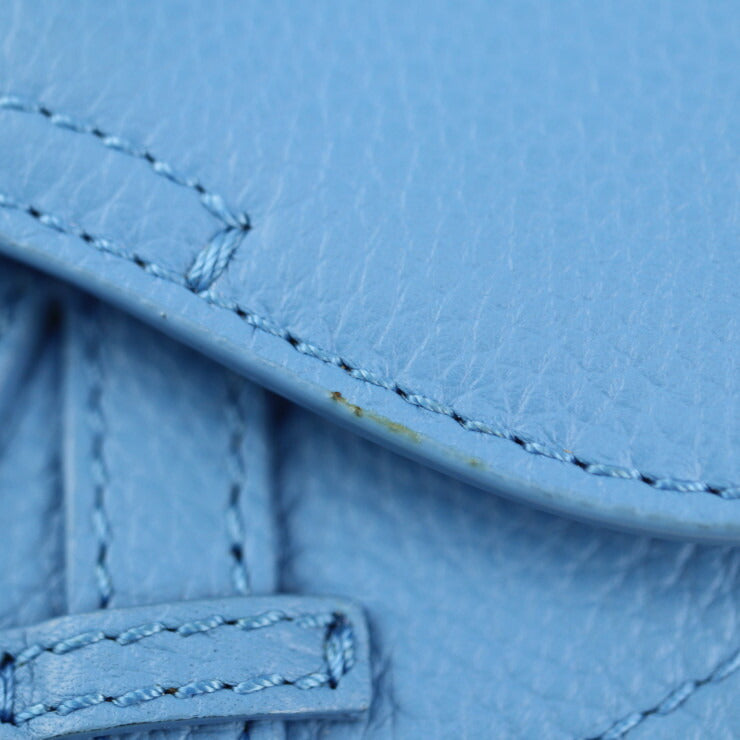 超美品 Christian Dior クリスチャンディオール SADDLE POACH サドルポーチ コインケース - レザー ブルー シルバー金具 アクセサリーポーチ キーリング バッグチャーム 小物入れ