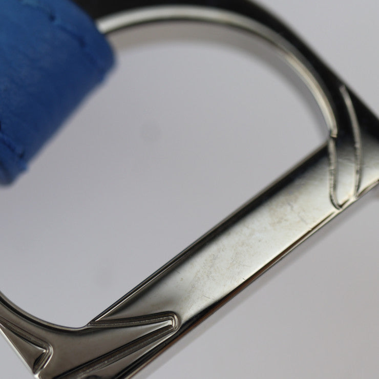 超美品 Christian Dior クリスチャンディオール SADDLE POACH サドルポーチ コインケース - レザー ブルー シルバー金具 アクセサリーポーチ キーリング バッグチャーム 小物入れ