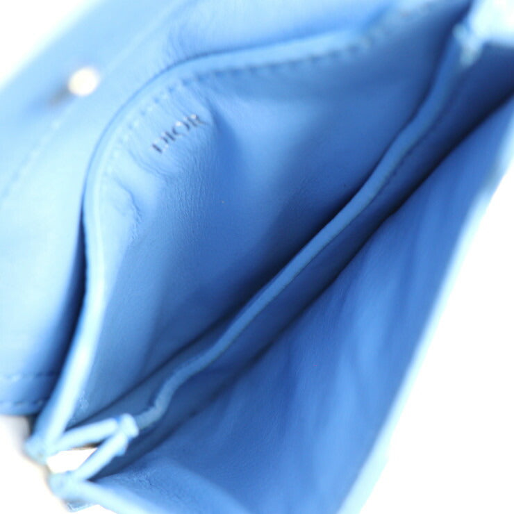 超美品 Christian Dior クリスチャンディオール SADDLE POACH サドルポーチ コインケース - レザー ブルー シルバー金具 アクセサリーポーチ キーリング バッグチャーム 小物入れ