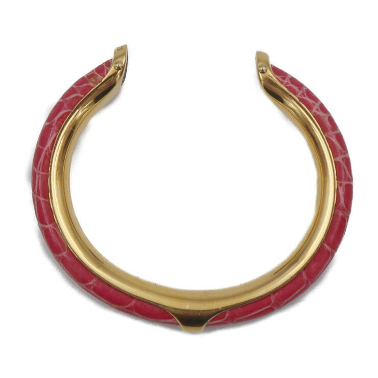 HERMES エルメス アクセサリー ブレスレット - クロコダイル メタル ピンク ゴールド ナロー Cバングル カフブレス