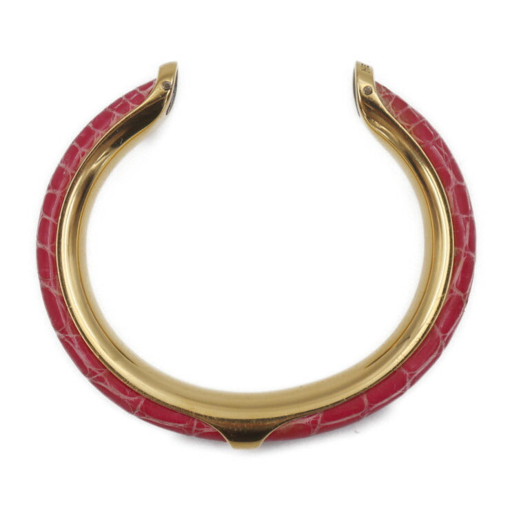 HERMES エルメス アクセサリー ブレスレット - クロコダイル メタル ピンク ゴールド ナロー Cバングル カフブレス