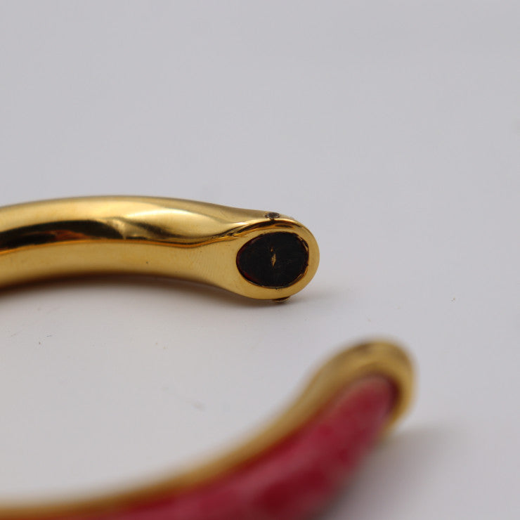 HERMES エルメス アクセサリー ブレスレット - クロコダイル メタル ピンク ゴールド ナロー Cバングル カフブレス