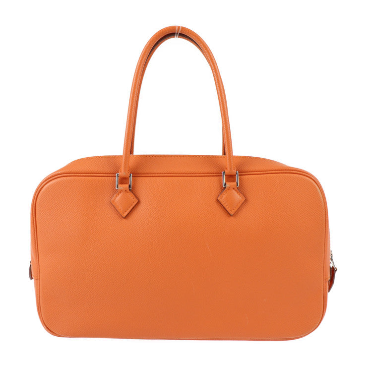 美品 HERMES エルメス プリュムエラン 28 ハンドバッグ - ヴォーエプソン オレンジ シルバー金具 □Q刻印