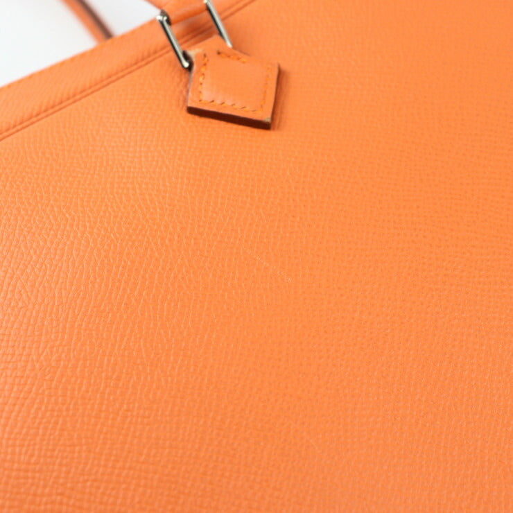 美品 HERMES エルメス プリュムエラン 28 ハンドバッグ - ヴォーエプソン オレンジ シルバー金具 □Q刻印