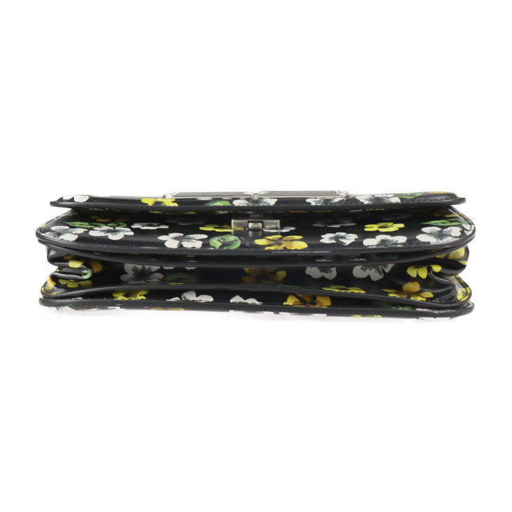 美品 BALENCIAGA バレンシアガ GOSSIP BAG SML ショルダーバッグ 674693 レザー ブラック マルチカラー シルバー金具 ゴシップ フラワー 花柄 BBロゴ