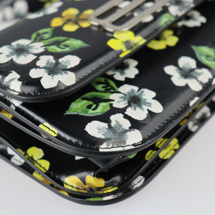 美品 BALENCIAGA バレンシアガ GOSSIP BAG SML ショルダーバッグ 674693 レザー ブラック マルチカラー シルバー金具 ゴシップ フラワー 花柄 BBロゴ