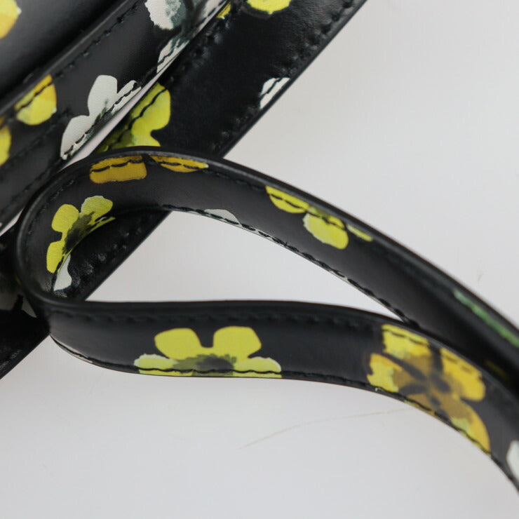 美品 BALENCIAGA バレンシアガ GOSSIP BAG SML ショルダーバッグ 674693 レザー ブラック マルチカラー シルバー金具 ゴシップ フラワー 花柄 BBロゴ