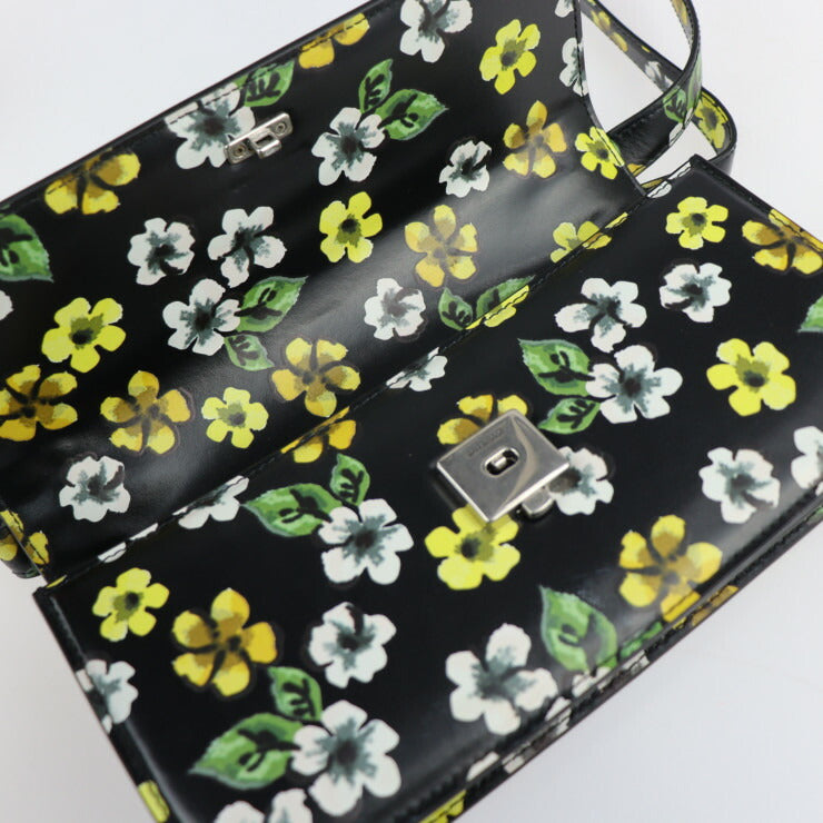 美品 BALENCIAGA バレンシアガ GOSSIP BAG SML ショルダーバッグ 674693 レザー ブラック マルチカラー シルバー金具 ゴシップ フラワー 花柄 BBロゴ