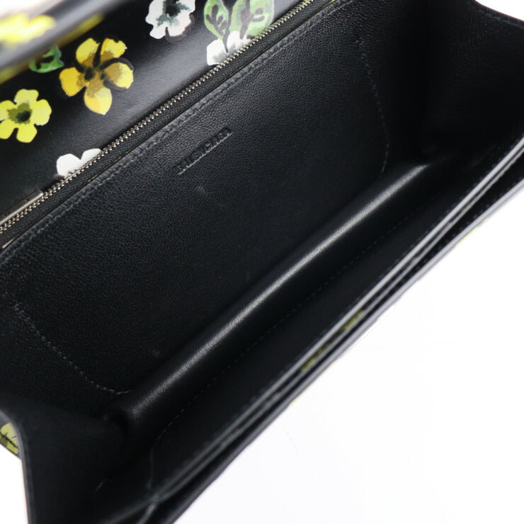 美品 BALENCIAGA バレンシアガ GOSSIP BAG SML ショルダーバッグ 674693 レザー ブラック マルチカラー シルバー金具 ゴシップ フラワー 花柄 BBロゴ