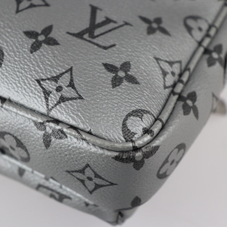 美品 LOUIS VUITTON ルイ ヴィトン メッセンジャーPM モノグラム リフレクト ショルダーバッグ M43859 PVC レザー シルバー ブラック 2018年日本限定 ビトン