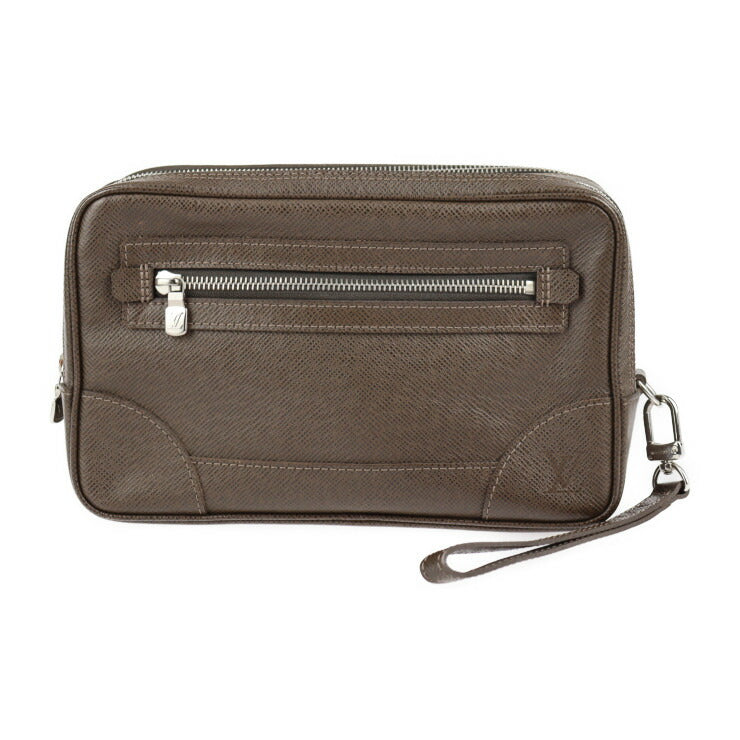 美品 LOUIS VUITTON ルイ ヴィトン パヴェル タイガ セカンドバッグ M31148 レザー グリズリ ブラウン系 シルバー金具 リストレット クラッチバッグ ポーチ ビトン