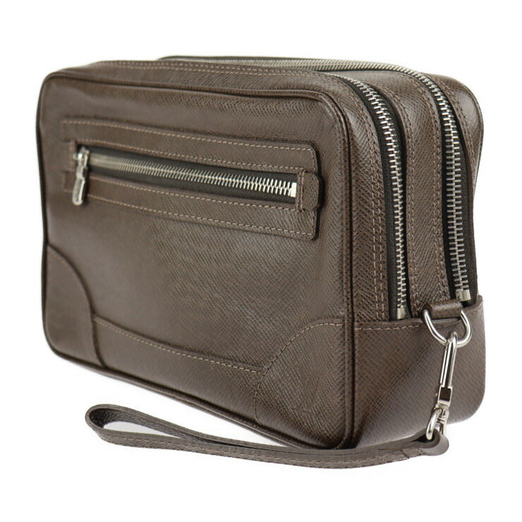 美品 LOUIS VUITTON ルイ ヴィトン パヴェル タイガ セカンドバッグ M31148 レザー グリズリ ブラウン系 シルバー金具 リストレット クラッチバッグ ポーチ ビトン