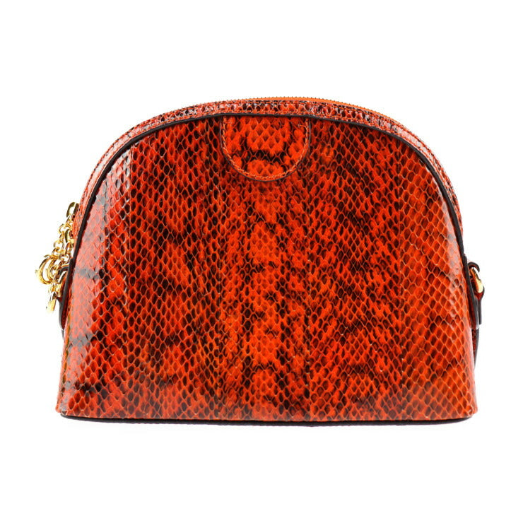 超美品 GUCCI グッチ GGマーモント ショルダーバッグ 499621 パイソン レッド系 ゴールド金具 ダブルG クロスボディ