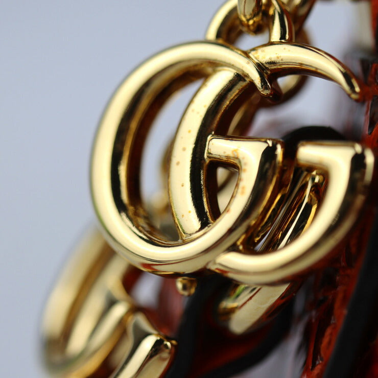 超美品 GUCCI グッチ GGマーモント ショルダーバッグ 499621 パイソン レッド系 ゴールド金具 ダブルG クロスボディ