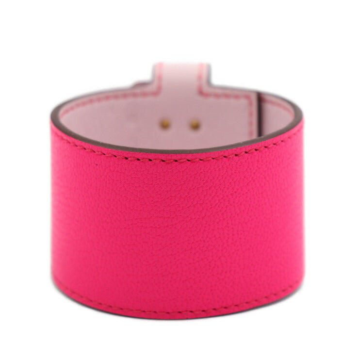 超美品 HERMES エルメス ケリー ツイスト GM ブレスレット - 表記サイズ T2 ヴォースイフト ローズポップ ピンク系 ピンク系 ゴールド金具 U刻印