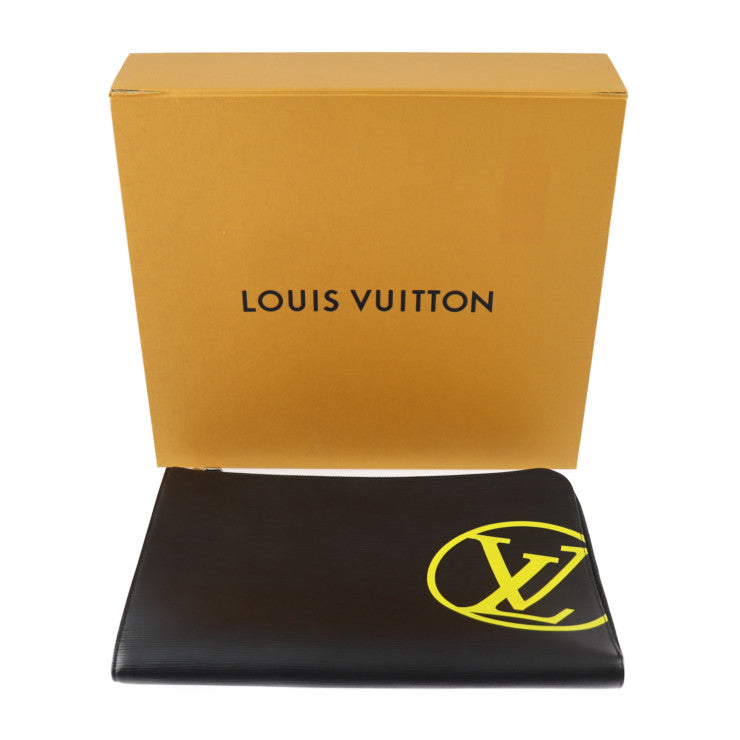 美品 LOUIS VUITTON ルイ ヴィトン ポシェット ジュール GM エピ クラッチバッグ M68198 レザー ブラック イエロー シルバー金具 クラッチバッグ ポーチ LVサークル L字ファスナー ビトン