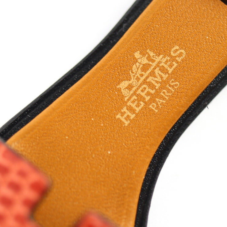 超美品 HERMES エルメス ORAN NANO オラン ナノ その他小物 - リザード ヴォーバトラー バッシュハンター サンギーヌ レッド系 ナチュラルサブレ ブラック サンダルモチーフ バッグチャーム