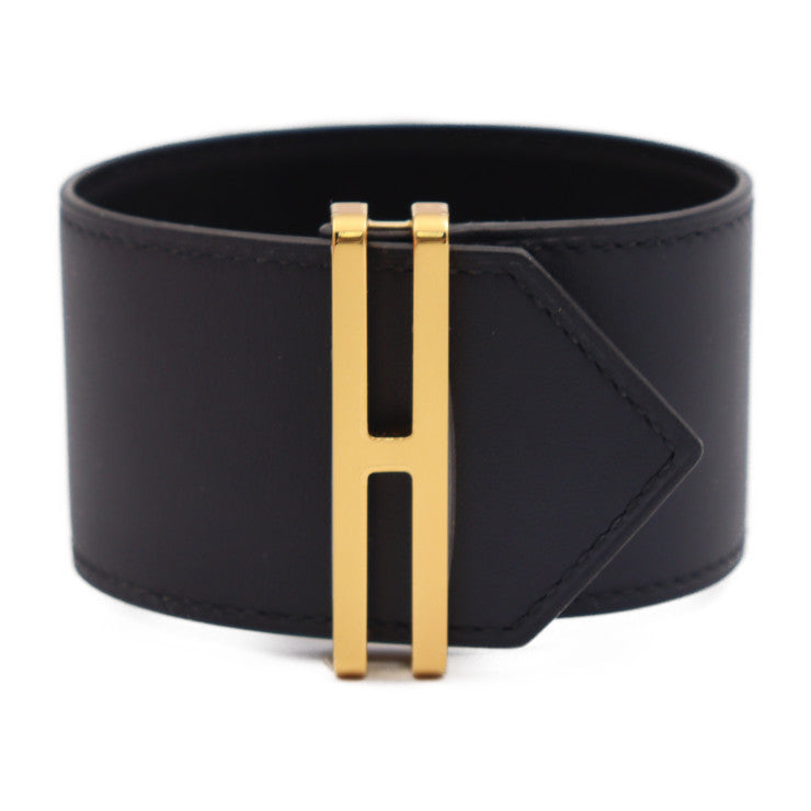 新品未使用展示品 HERMES エルメス Elan エラン ブレスレット H010694CCAA 表記サイズ T2 ヴォースイフト ブラック U刻印 ゴールド金具