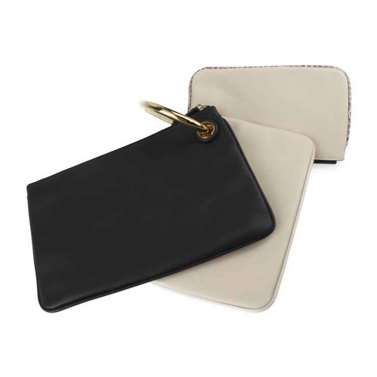 美品 FENDI フェンディ トリプレット セカンドバッグ 8BS001 レザー パイソン 黒×アイボリー×ブラウン系 ゴールド金具 ポーチ クラッチバッグ